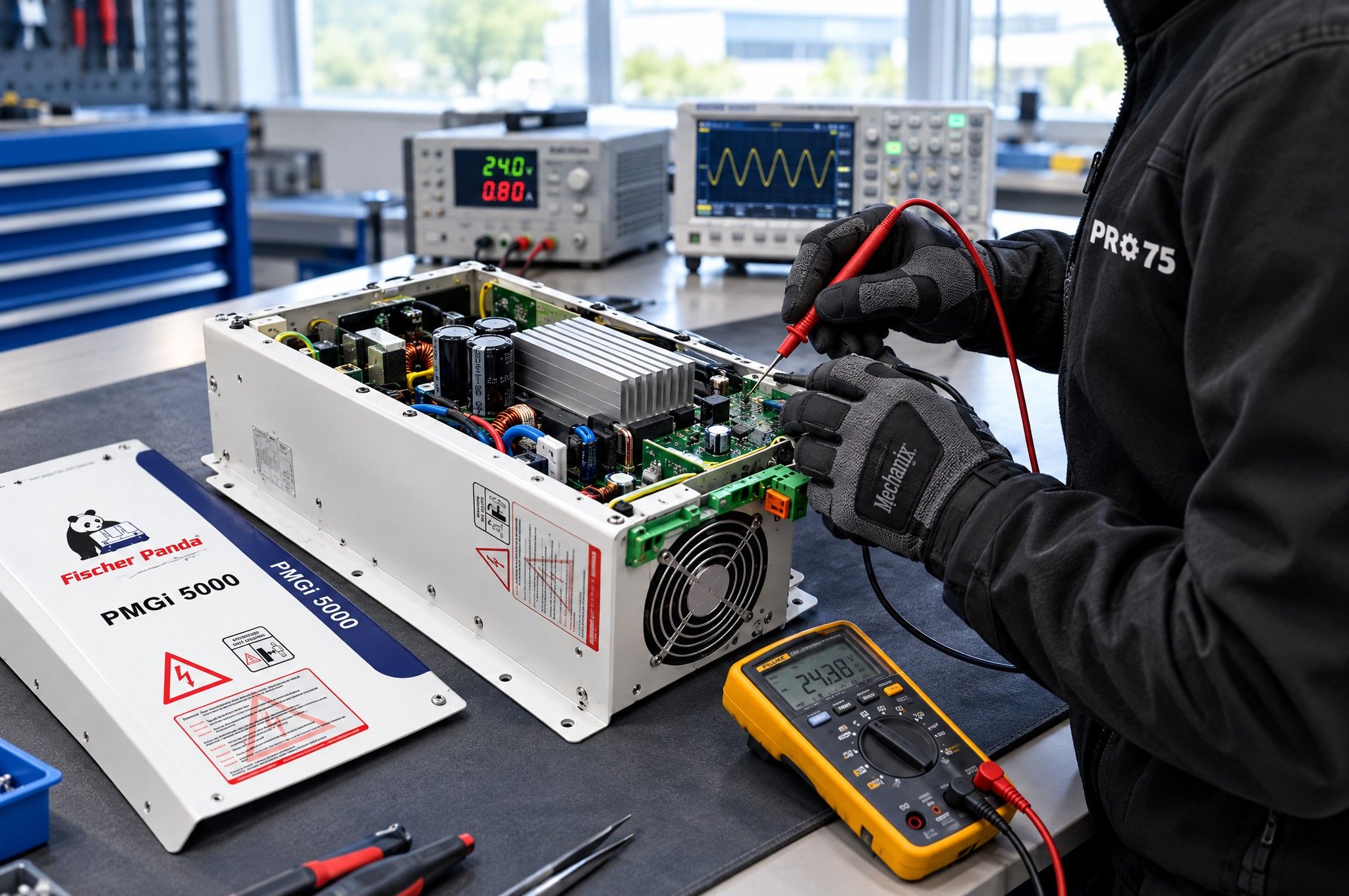 Naprawa inwertera Fischer Panda PMGi 5000 na stanowisku elektronicznym